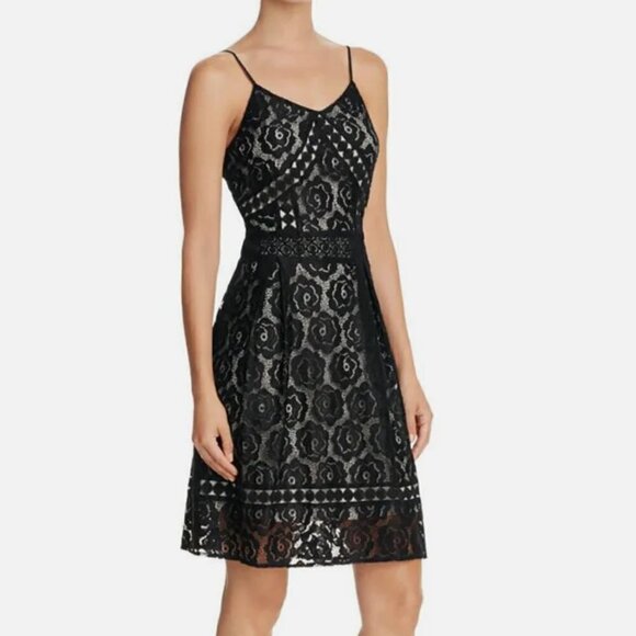 Aqua Dresses & Skirts - 🏷 *NWT* Aqua Black Lace Dress with Nude Underlay - Timeless Elegance 🖤